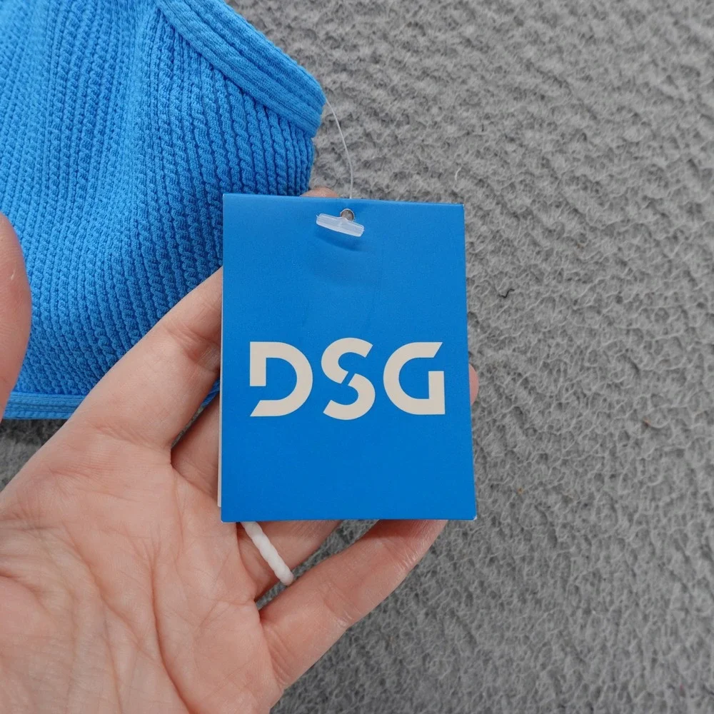 DSG Girls XL Aqua Blue Bound‎ Ribbed Bikini Top Swim Separate UV 50+ NEW